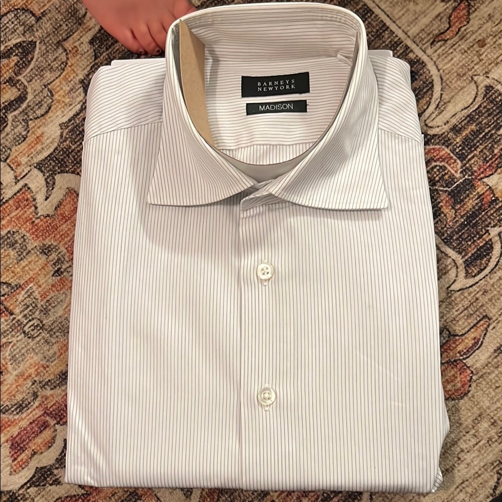 Barneys New York Madison Men's White Striped Shirt - Picture 5 of 5